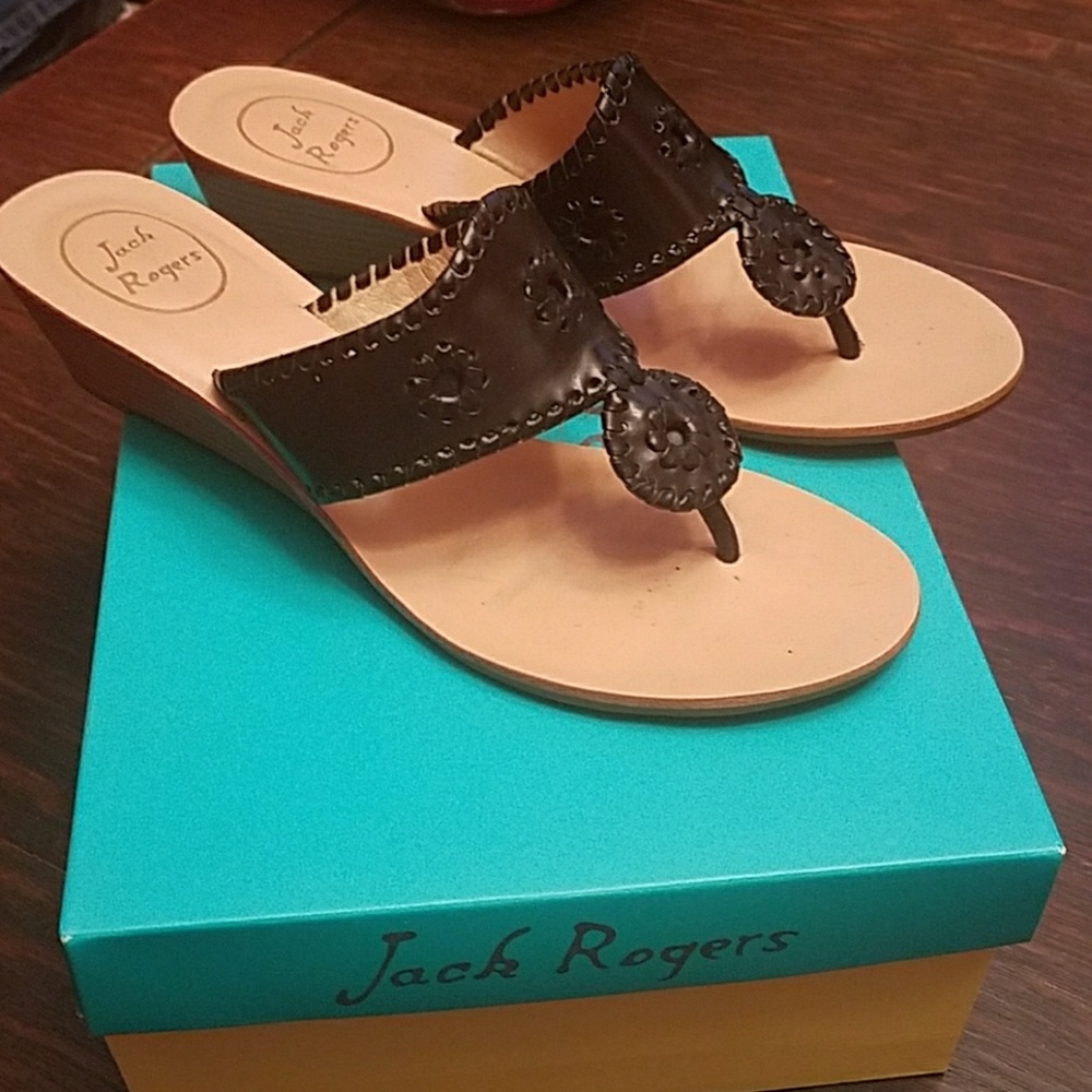 Jack Rogers- Black Wedge- Like new
